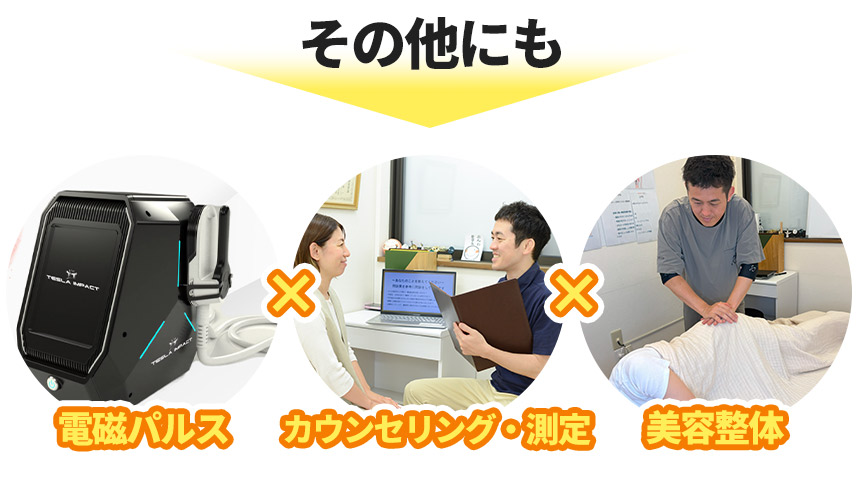 その他にも電磁パルス×カウンセリング・測定×美容整体